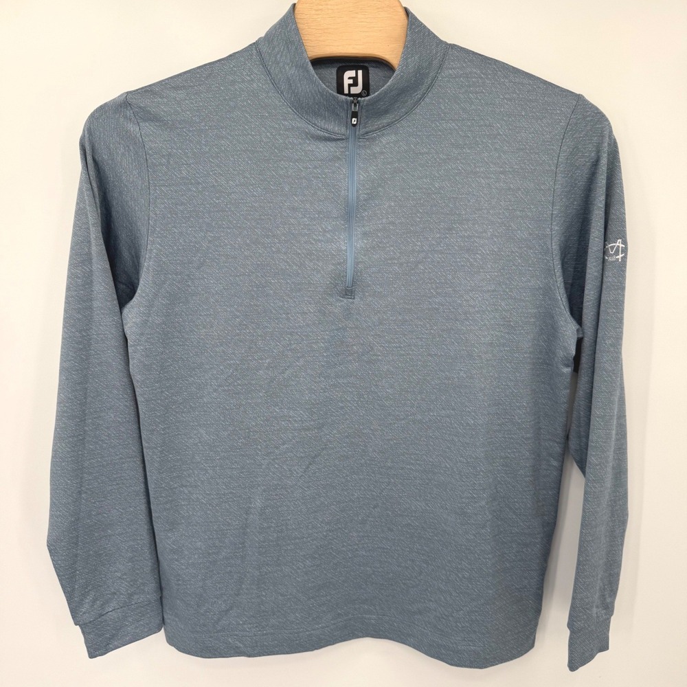FootJoy Pullover Mens L Blue Gray 1/4 Zip Golf Performance Heathered Stretch